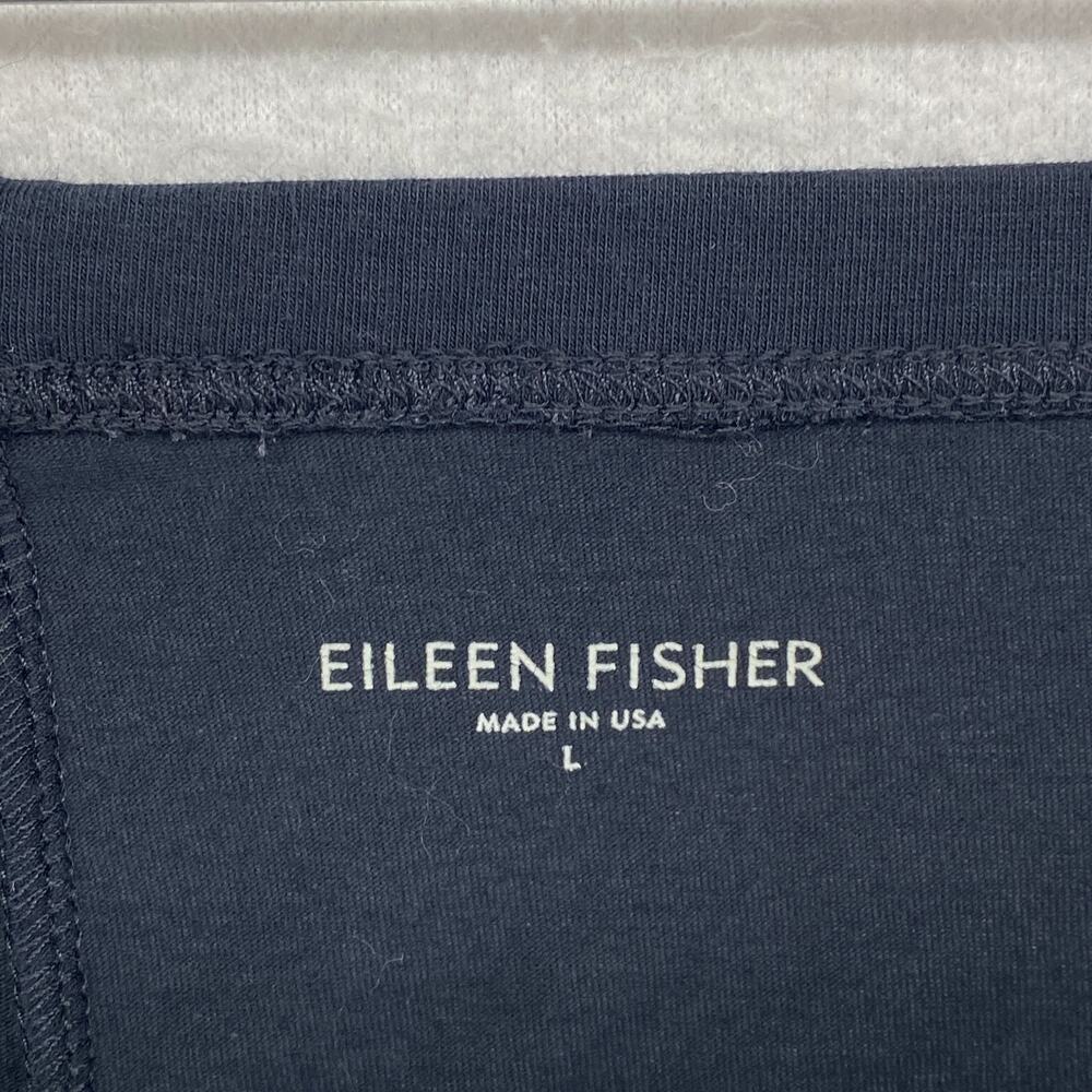 EILEEN FISHER Leggings L Organic Cotton Stretch Jersey Cropped Pull On Black USA - Picture 5 of 11